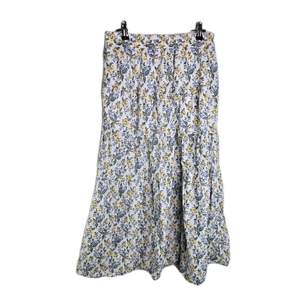 En Saison Maeve Floral Tiered Blue Yellow Print Midi Maxi Skirt - Picture 4 of 8